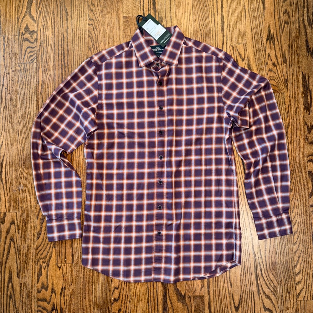 NWT Rodd & Gunn Wattle Downs Sports Fit Plaid Button Down S Bordeaux Lightweight